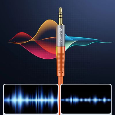 3. Kabel audio Orico AXRF mini jack 3.5 mm do 2x RCA żeńskiego 3 m - pomarańczowy