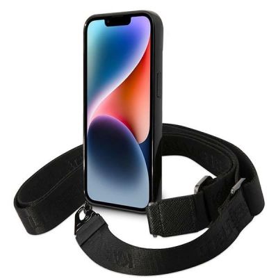 4. Etui Karl Lagerfeld Color Stripes Strap na iPhone 14 - różowe