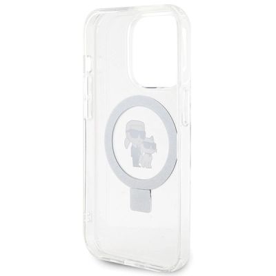 7. Etui Karl Lagerfeld Ring Stand Karl&Choupettte MagSafe na iPhone 15 Pro 6.1" - białe