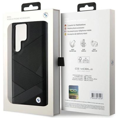 8. Etui BMW Signature Leather Crossing Lines Pattern na Samsung Galaxy S24 Ultra - czarne