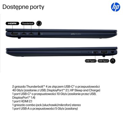 15. HP EliteBook X G1i 14 inch Notebook Next Gen AI PC Copilot+ PC Intel Core Ultra 7 258V Laptop 35,6 cm (14") 2K 32 GB LPDDR5x-SDRAM 1 TB SSD Wi-Fi 7 (802.11be) Windows 11 Pro Niebieski