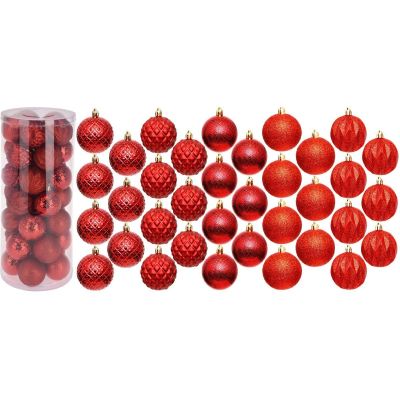 35. BOMBKA DEKORACYJNA PLASTIKOWA 6CM SET 35 SZT CZERWONA