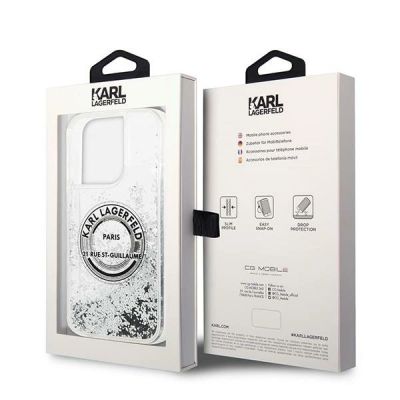 8. Etui Karl Lagerfeld Liquid Glitter RSG na iPhone 14 Pro Max - srebrne