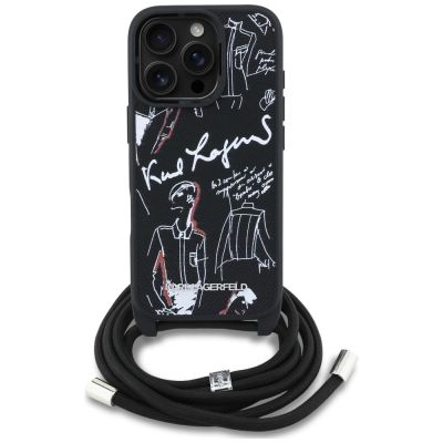 2. Etui Karl Lagerfeld Crossbody Grained Pattern & Logo do iPhone 16 Pro Max - czarne