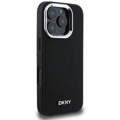 4. Etui DKNY Plain Silver Logo MagSafe na iPhone 16 Pro Max - czarne