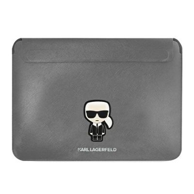 Pokrowiec Karl Lagerfeld Saffiano Ikonik Karl na laptopa 13-14'' - srebrny