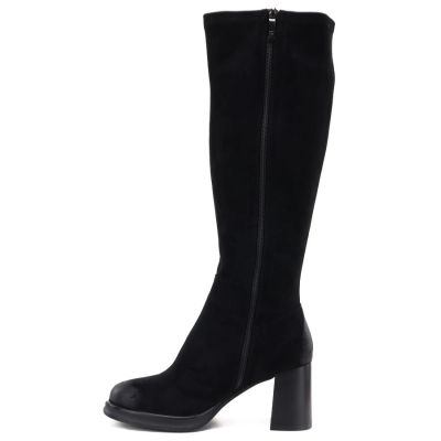 3. Kozaki damskie zamszowe na obcasie czarne Potocki SZ12849