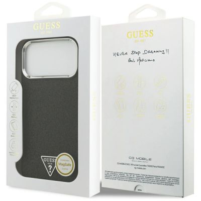 8. Etui Guess Glitter Triangle Logo MagSafe na iPhone 17 Pro Max / 18 Pro Max - czarne