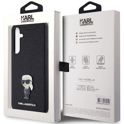 8. Etui Karl Lagerfeld Fixed Glitter Ikonik Logo Metal Pin na Samsung Galaxy A55 - czarne