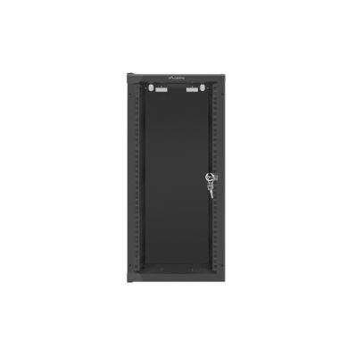 3. Szafa instalacyjna rack wisząca 10" 12U 280x310 czarna drzwi szklane Lanberg (Flat Pack)