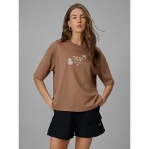 T-shirt regular z nadrukiem damski 4F 4FRSS26TTSHF3704-83S