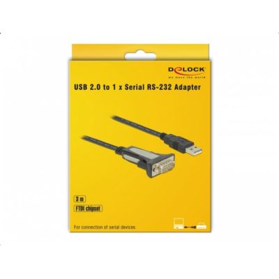 2. DeLOCK 65962 kabel równoległy Czarny 3 m USB Typu-A DB-9