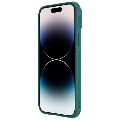 6. Nillkin CamShield Leather S Case etui iPhone 14 Pro Max pokrowiec z osłoną na aparat zielone