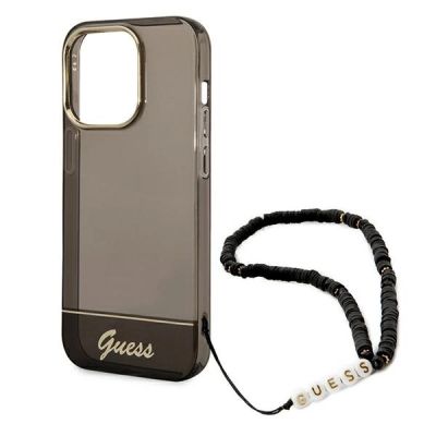 5. Etui Guess Translucent Pearl Strap na iPhone 14 Pro Max - czarne