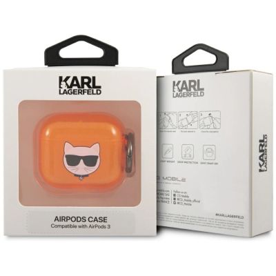 3. Etui Karl Lagerfeld Choupette na AirPods 3 - pomarańczowe