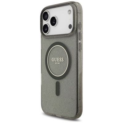 3. Etui Guess IML Glitter Pearl Strap MagSafe na iPhone 18 Pro / 17 Pro - czarne