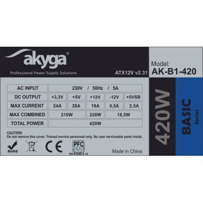 6. Zasilacz Akyga AK-B1-420 (420 W; Pasywne; 120 mm)