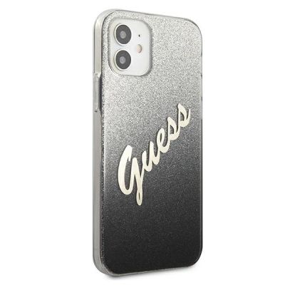 4. Etui Guess Glitter Gradient Script na iPhone 12 mini - czarne