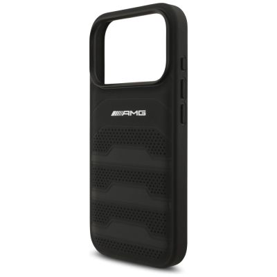 6. Etui AMG Leather Debossed Lines Logo do iPhone 17 Pro - czarne