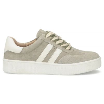 2. Skórzane półbuty sneakersy damskie na platformie khaki Filippo DP7512