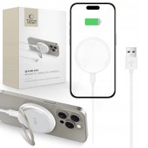 Ładowarka Tech-Protect QI15W-A33 indukcyjna z MagSafe i podstawką z kablem USB-A / USB-C - biała