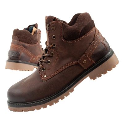 Wrangler Yuma buty męskie sztyblety trzewiki eleganckie skórzane ciemno-brązowe