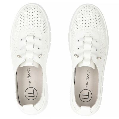 5. Skórzane półbuty damskie ażurowe białe Filippo DP7671