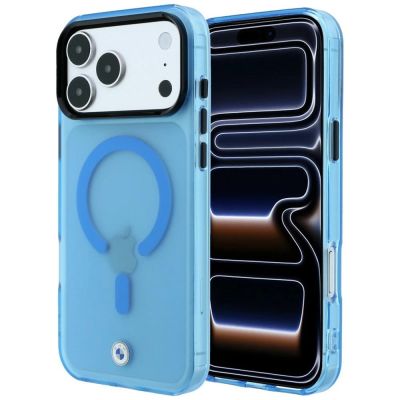 Etui BMW Sign Frosted IML & Metal Logo MagSafe na iPhone 18 Pro / 17 Pro - niebieskie