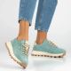 2. Skórzane półbuty sneakersy na platformie zielone Filippo DP7498