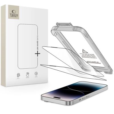 Szkło hartowane Tech-Protect Quick Set+ 2-pack na iPhone 14 Pro - czarne