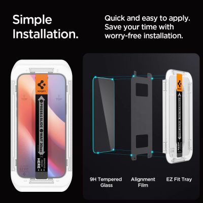 9. Szkło hartowane Spigen Glas.tR EZ Fit na iPhone 16 Pro / 17 / 17 Pro - 2 szt.