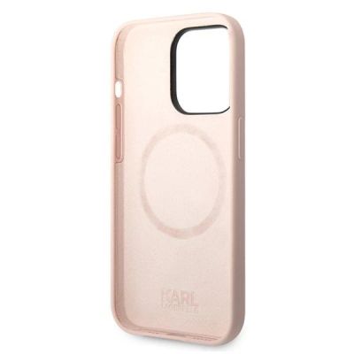 7. Etui Karl Lagerfeld Silicone Karl's Head MagSafe na iPhone 14 Pro Max - jasnoróżowe