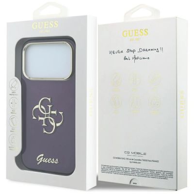 8. Etui Guess IML 4G Script Metal na iPhone 17 Pro / 18 Pro - burgundowe