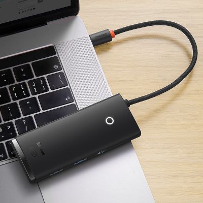 9. Baseus Lite Series wielofunkcyjny HUB USB Typ C - 2 x USB 3.0 / USB Typ C / HDMI 1,4 / SD/TF OTG czarny (WKQX050001)