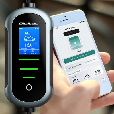 4. Qoltec Mobilna ładowarka do samochodu elektrycznego EV z regulacją 2w1 Typ2 | 3.5kW | 230V | SCHUKO 16A | Wi-fi | TUYA | SMART LIFE | LCD | Przenośna | 5m (52435)