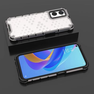17. Honeycomb etui pancerny pokrowiec z żelową ramką Oppo A76 / Oppo A36 / Realme 9i przezroczysty