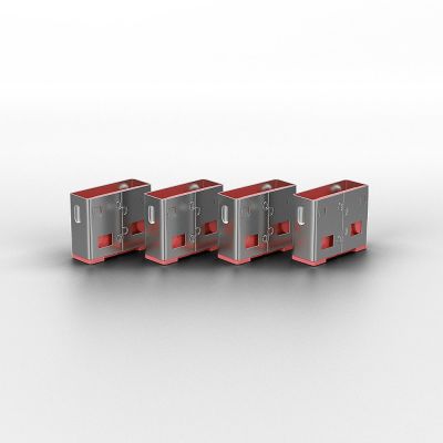 2. Lindy 40450 bloker portów Blokada portu + klucz USB Typu-A Różowy Kopolimer akrylonitrylo-butadieno-styrenowy (ABS) 5 szt.