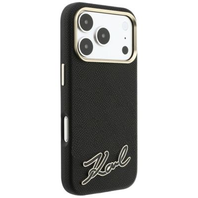 4. Etui Karl Lagerfeld Grained with Resin Signature Logo MagSafe na iPhone 18 Pro / 17 Pro - czarne