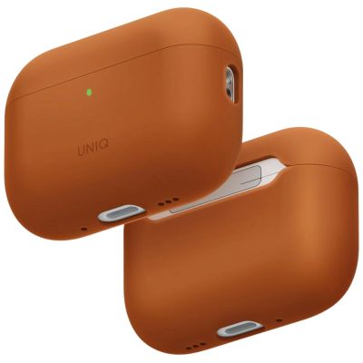 7. Etui UNIQ Lino Silicone na AirPods Pro 3 - pomarańczowe