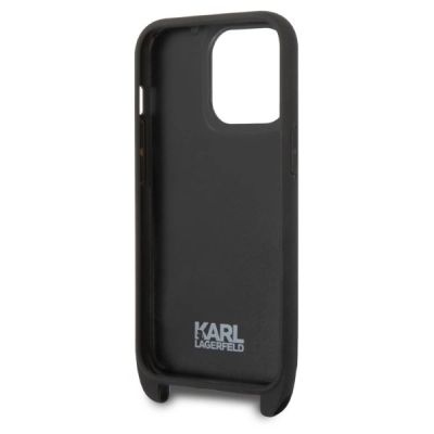 4. Etui Karl Lagerfeld Monogram Plaque Logo Strap na iPhone 14 Pro - czarne