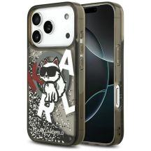 Etui Karl Lagerfeld Liquid Glitter Choupette Logo MagSafe na iPhone 17 Pro - czarne