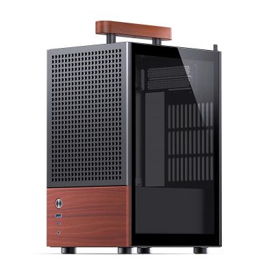 10. Obudowa Jonsbo T6, Mini-Tower, Mini-ITX, Tempered Glass, Holz - czarna