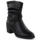 Marszczone botki na klocku damskie czarne Jezzi ASA128-63