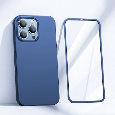 2. Joyroom 360 Full Case etui pokrowiec do iPhone 13 Pro Max obudowa na tył i przód + szkło hartowane niebieski (JR-BP928 blue)