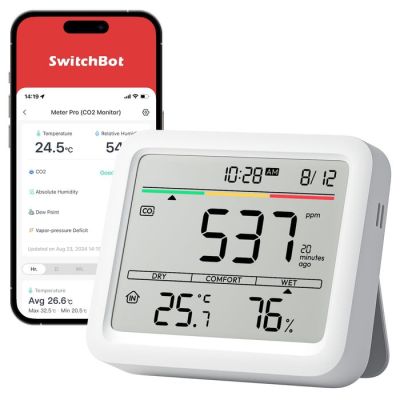 2. SwitchBot Meter Pro (CO2 Monitor) Biały LCD Bateria