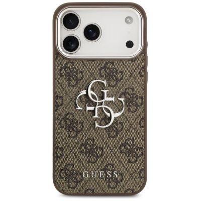 3. Etui Guess 4G Big 4G Classic Logo na iPhone 17 Pro Max brązowy - srebrne