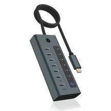 ICY BOX IB-HUB1457-C31 USB 3.2 Gen 1 (3.1 Gen 1) Type-C 10000 Mbit/s Niebieski, Szary