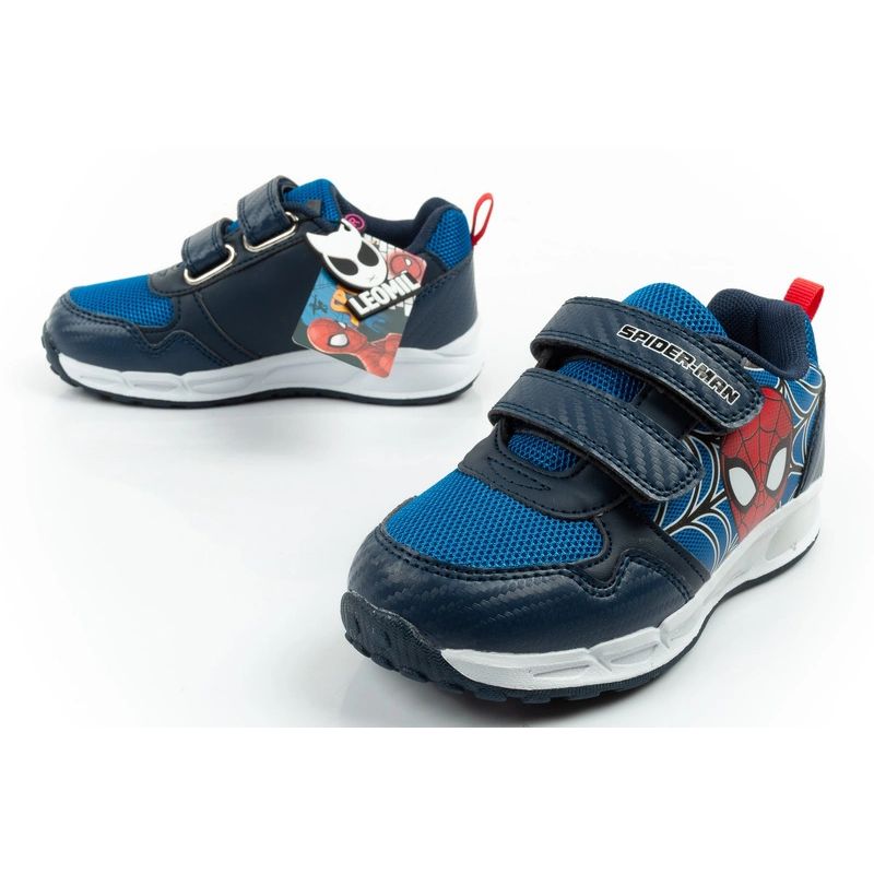 8. Leomil buty sportowe dziecięce sneakersy Spiderman lekkie na rzep czarne niebieskie