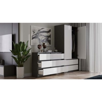 9. M6 MALWA KOMODA 120CM 6 SZUFLAD ANT/BIEL KOMPLET