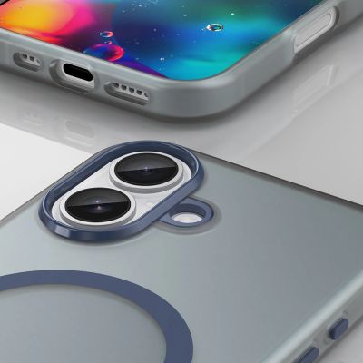 9. Etui Magnetic Abrasive na iPhone 17 kompatybilne z MagSafe - matowe niebieskie